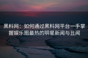 黑料网：如何通过黑料网平台一手掌握娱乐圈最热的明星新闻与丑闻